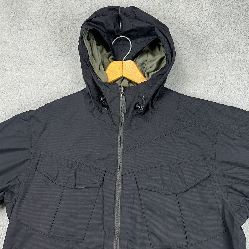 Sims Fishing Windbreaker‎ Jacket Mens Medium Black Nylon Insulated Hooded Cargo